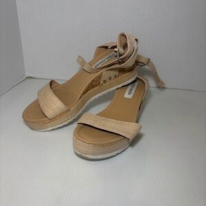 Steve Madden Sandals Womens 8  Jewell Espadrilles Wedge Ankle Strappy Straw
